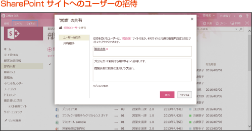 SharePoint サイトへのユーザーの招待