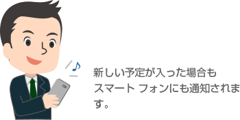 新しい予定が入った場合もスマート フォンにも通知されます。